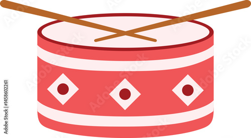 Red and White Striped Drum with Sticks