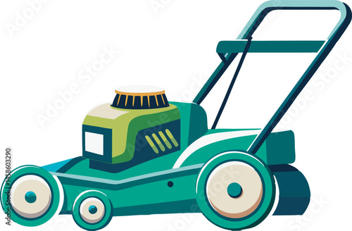 A "Mower vector art illustration" features a stylized, clean-lined graphic of a lawn mower, ideal for landscaping, gardening, or maintenance themes.