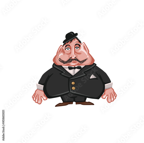 Colorful Old fashioned man in hat fat, cartoon style vector