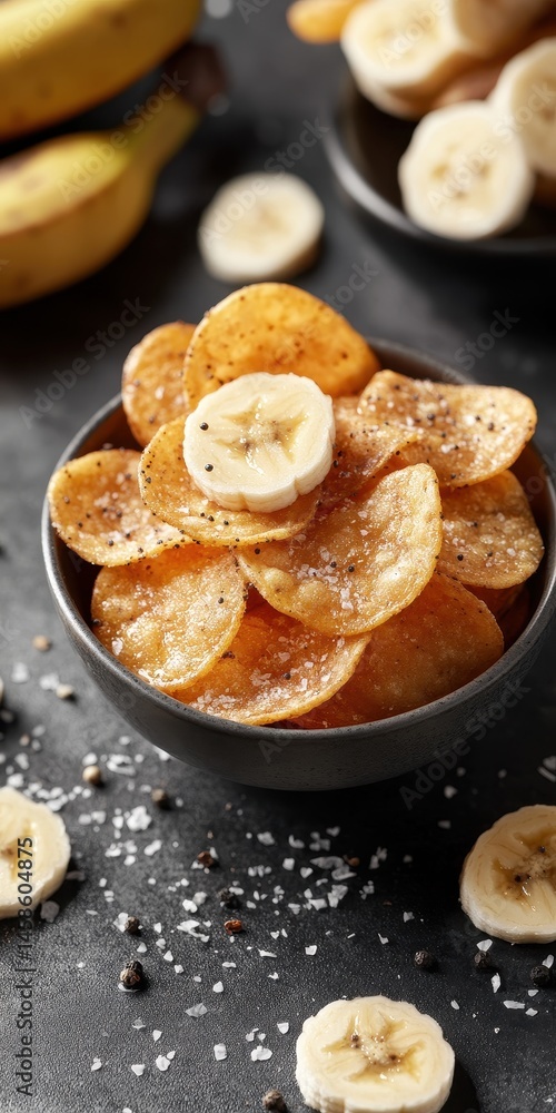 Crispy Banana Chips in a Bowl Crispy Banana Chips in a Bowl