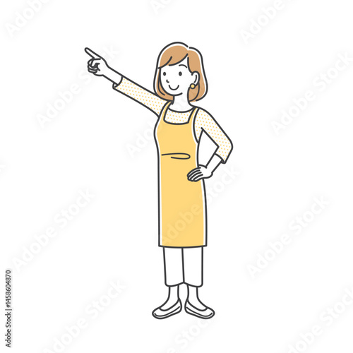 指差す若い女性