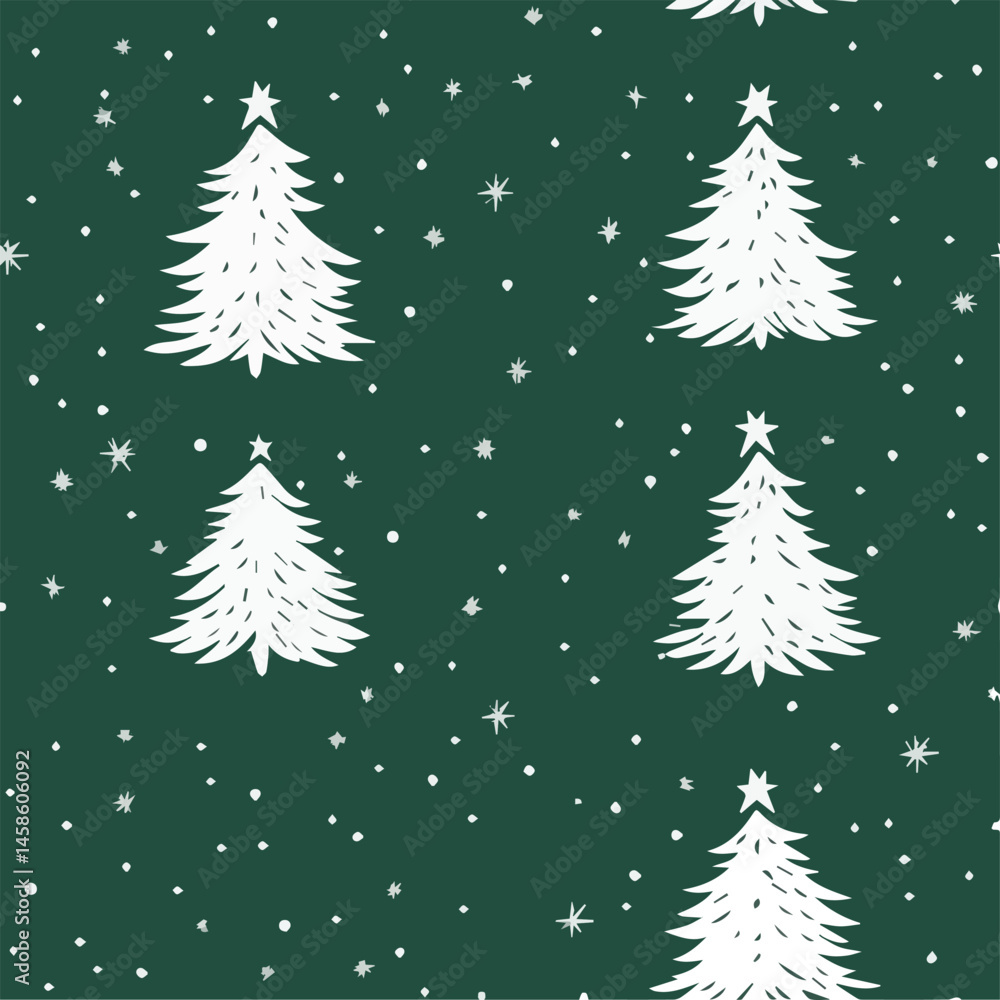 Obraz premium Vector of Christmas tree Seamless Patterns red background