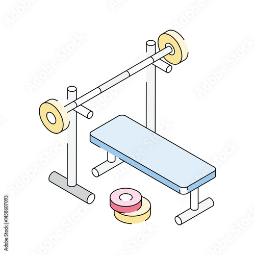 Bench press icon creatively designed in isometric style