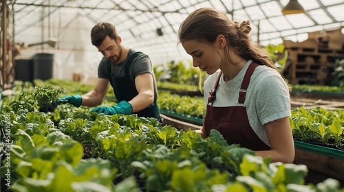 Growing organic vegetables in greenhouse agriculture by farmers for fresh produce supply 100
