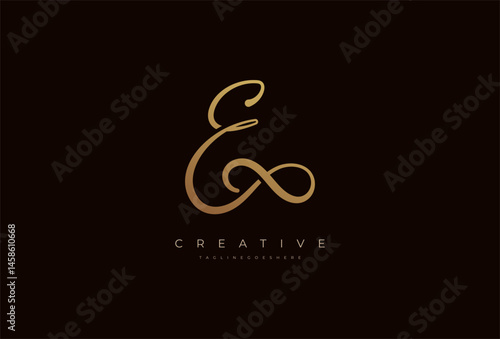 Letter E calligraphy Logo, Luxury letter E with infinity icon combination, vector illustration