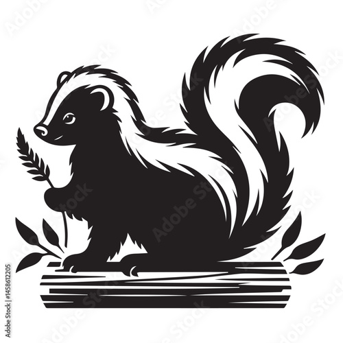 Wallpaper Mural skunk silhouette, skunk line art silhouette, skunk svg, vector illustration, skunk vector silhouette icon - , ideal for wildlife, safari, and animal-themed illustrations, Skunk in the Autumn. Torontodigital.ca