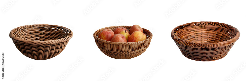 Wicker baskets filled with fresh apples Wicker baskets filled with fresh apples
