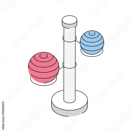 Get a sight of this modern isometric yoga ball rack icon