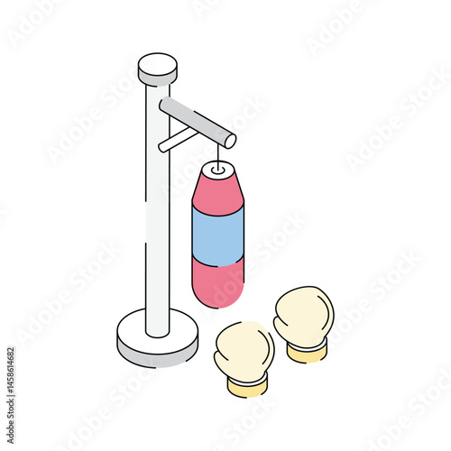Gym punching bag icon designed in isometric style