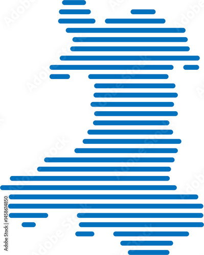horizontal line drawing of wales map.