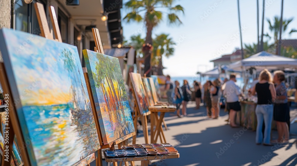 Fototapeta premium summer market with local artists