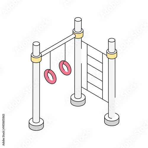 A well designed isometric outline icon of gymnastic rings