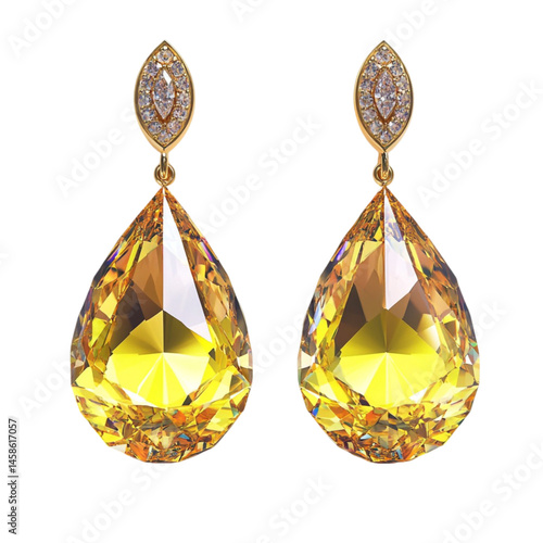 Elegant yellow gemstone drop earrings dazzling diamond accents luxurious jewelry design