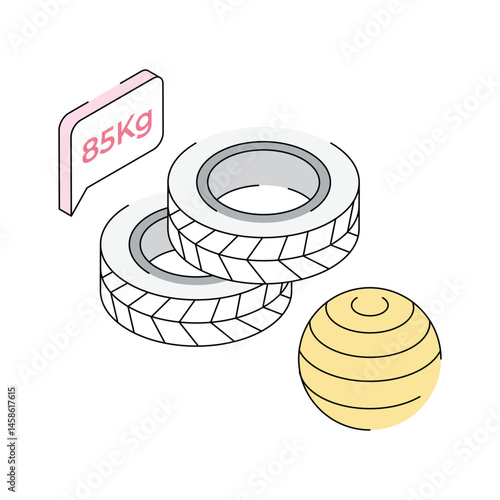 Download out premium isometric icon showing tyre workout