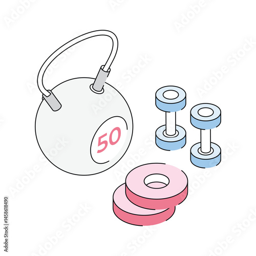 A handy isometric icon showing gym weight