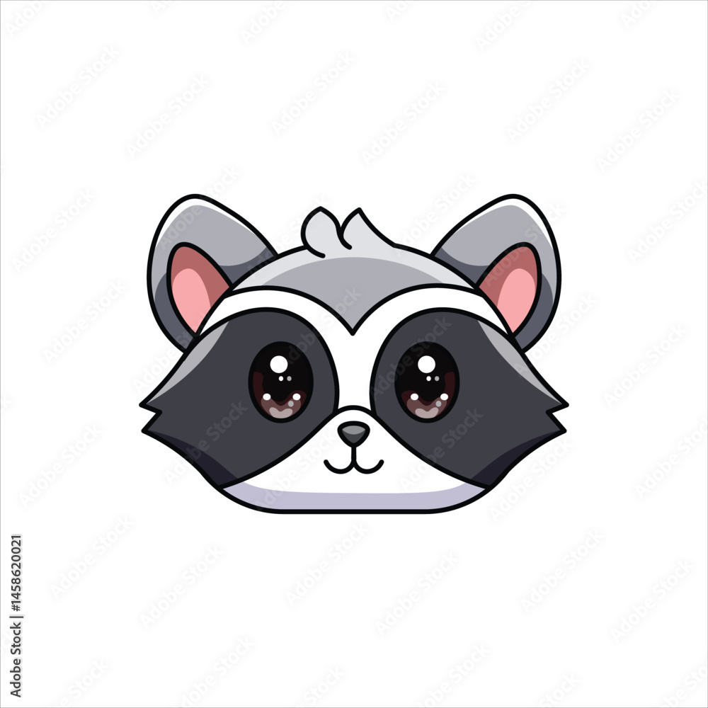 Obraz premium Cute Colored Raccoon Head Icon
