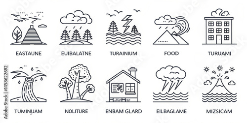 Vector icons set of a church with people illustration