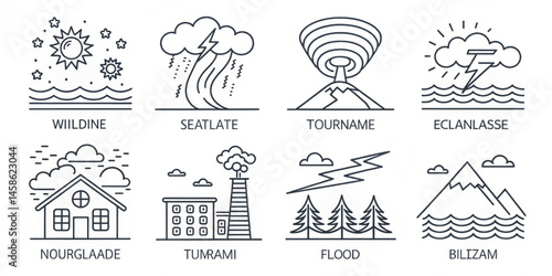 Vector icons set of a church with people illustration