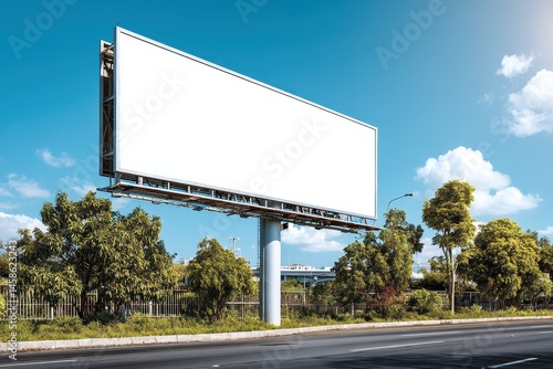 Wallpaper Mural Pristine White Billboard Stands Starkly Against Clear Blue Sky and Green Landscape Background Torontodigital.ca