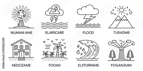 Vector icons set of a church with people illustration
