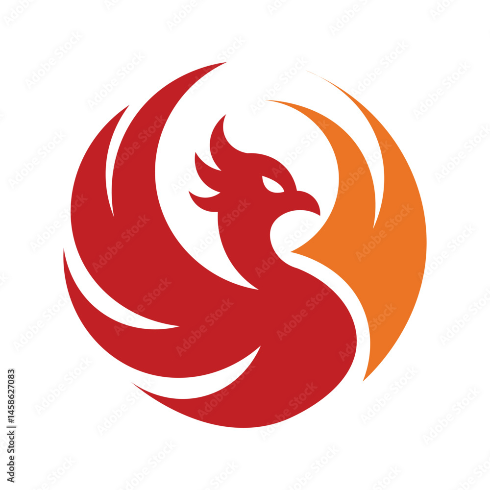 Phoenix Bird Logo Red and Orange Fire Symbol Phoenix Bird Logo Red and Orange Fire Symbol