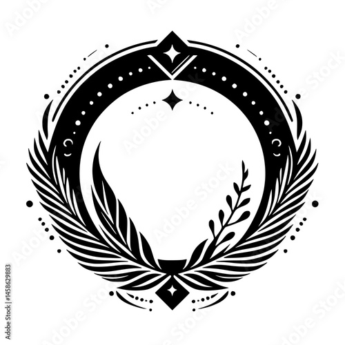 Elegant Black & White Botanical Frame for Invitations & Branding