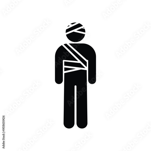 wounded man icon bandaged sticks stickman figure