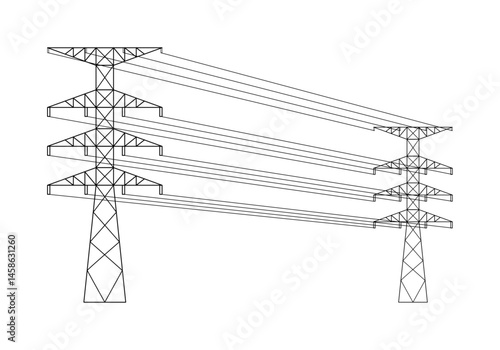 Icono de tendido eléctrico. Industria energética. Energía Luz