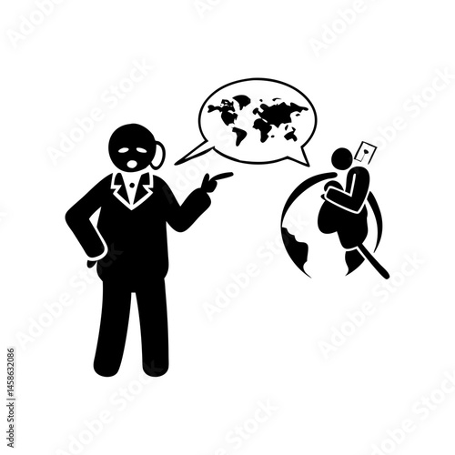 Global influence and education demonstrated by a professor in a lecture