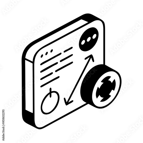 Isometric illustration of a website interface with various settings and functions