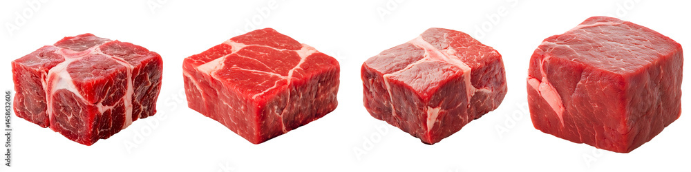 Fresh, raw beef cubes on display. Fresh, raw beef cubes on display.