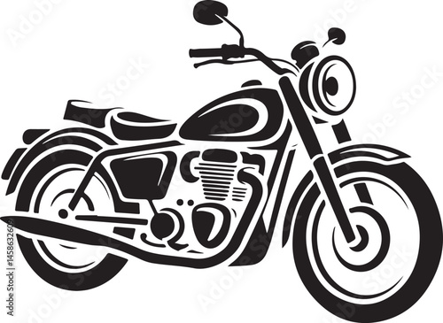“Seamless Motorcycle Rider Silhouette Pattern – Black and White Motorbike Design” photo