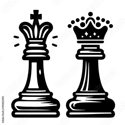 Black and White SVG of Chess Piece Icon