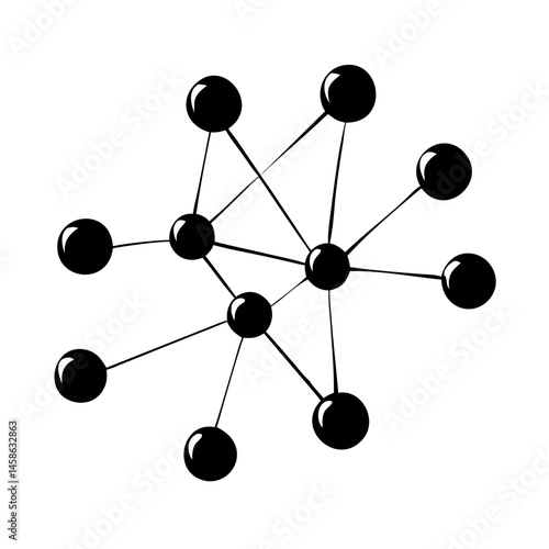 Abstract Network of Spheres Connected by Lines on a White Background