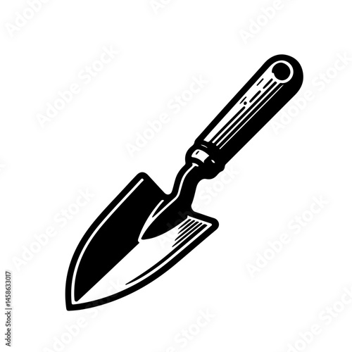 Black and White SVG of Gardening Trowel Icon