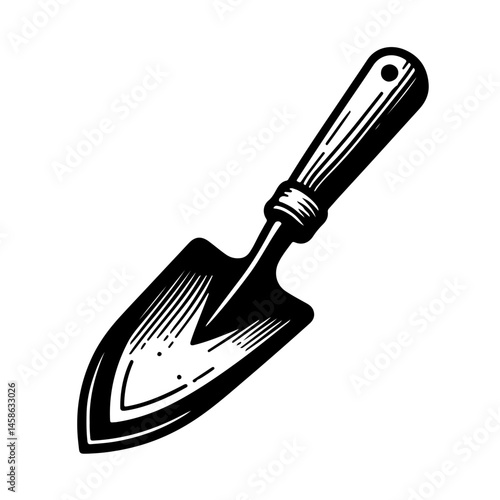 Black and White SVG of Gardening Trowel Icon