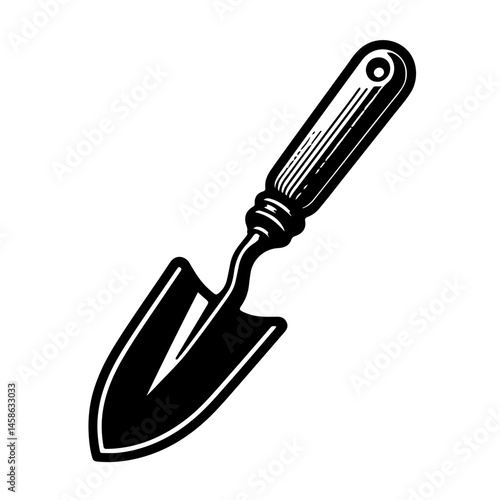 Black and White SVG of Gardening Trowel Icon
