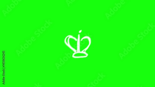 Looping scribble animation of Crown with Green screen overlay background - 4K Loop