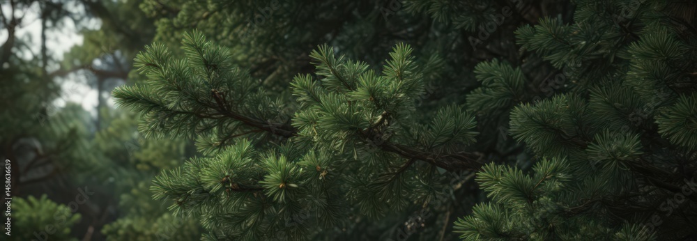 Deep green pine branches, lush texture, natural light, forest, rustic Deep green pine branches, lush texture, natural light, forest, rustic