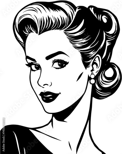 Vintage Woman with Elegant Hairstyle and Dramatic Eyes
