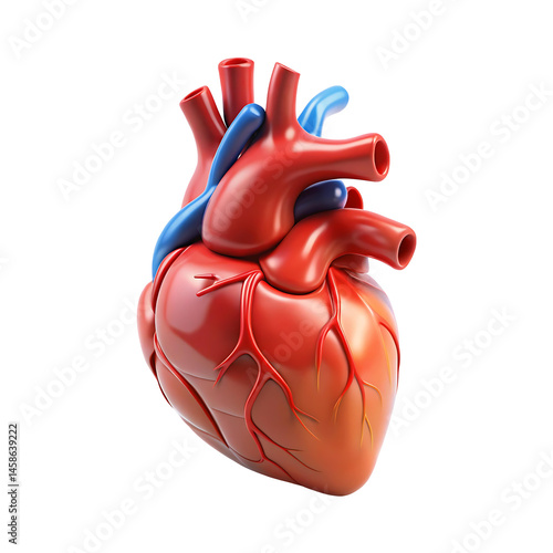 3d human heart anatomy isolated on transparent background.