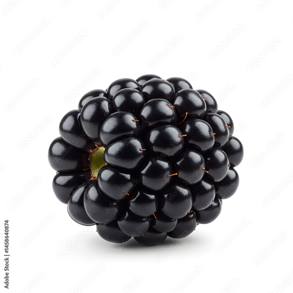 Single Ripe Black Blackberry Isolated on White Background Single Ripe Black Blackberry Isolated on White Background