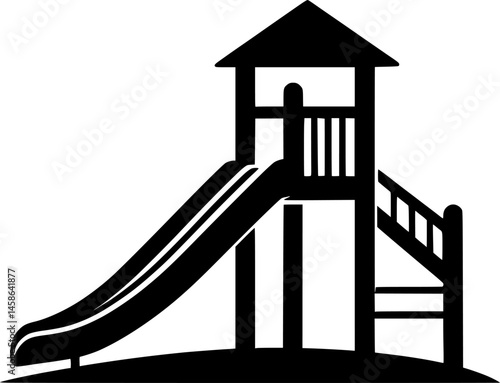playground slide logo or icon silhouette vector art illustration
