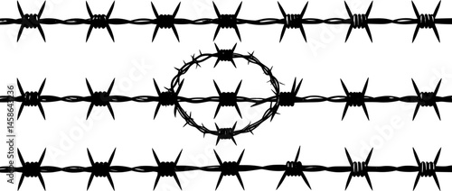 barbed wire logo icon silhouette collection vector art illustration
