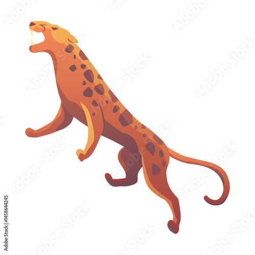 Cute zoo animal. Colorful hand drawn baby zoo wildlife, decorative cartoon cheetah. Vector illustration in cartoon style