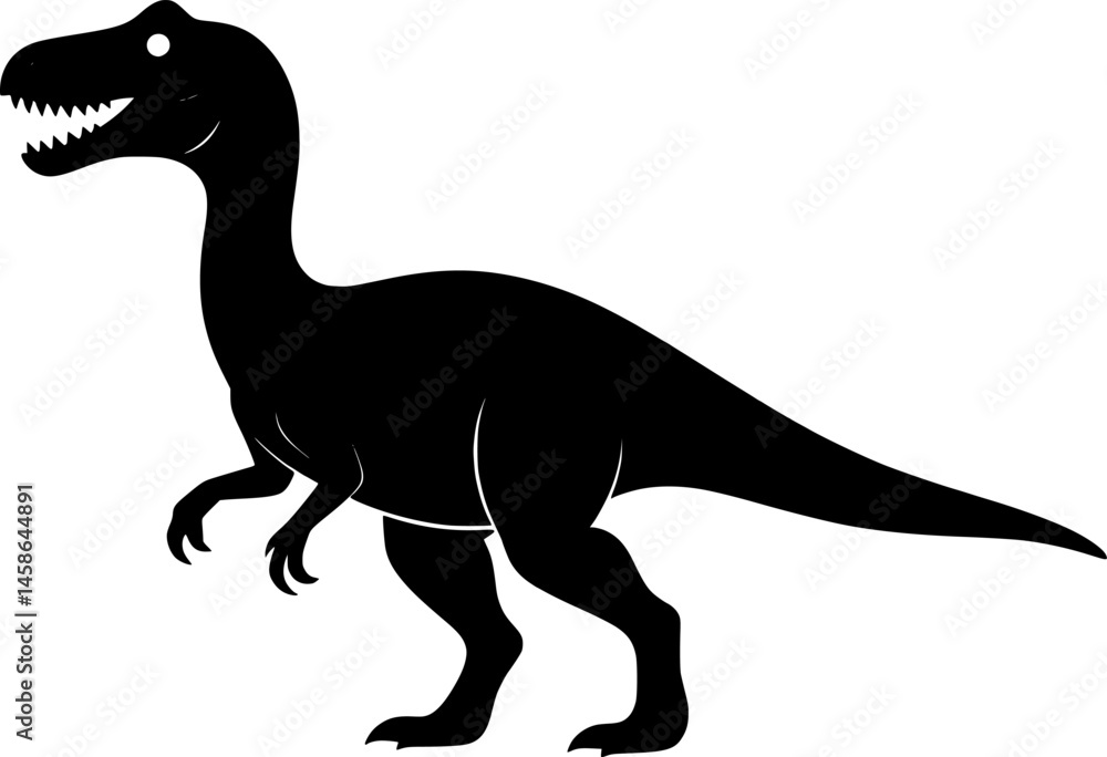 Fototapeta premium silhouette of dinosaur animal vector art illustration. 