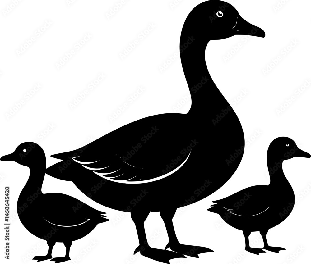 Obraz premium goose bird family silhouette design vector art illustration 
