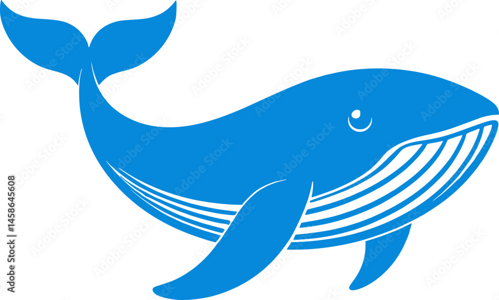 Obraz premium blue whale animal logo silhouette vector art illustration 