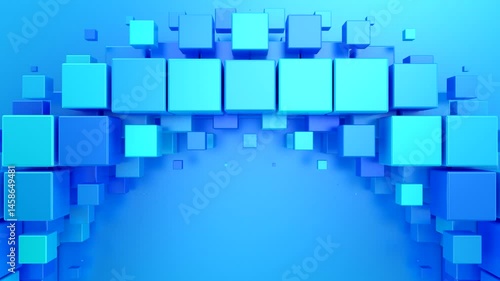 Cubes Form a Wave. Abstract motion, two color, 3d rendering, 4k resolution
