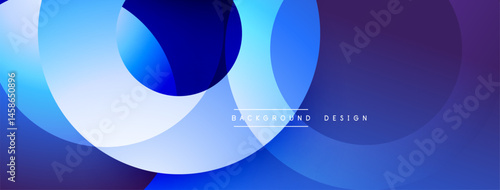 Abstract blue background. Overlapping circles create dynamic visual effect. Modern design elements suggest technology, innovation.